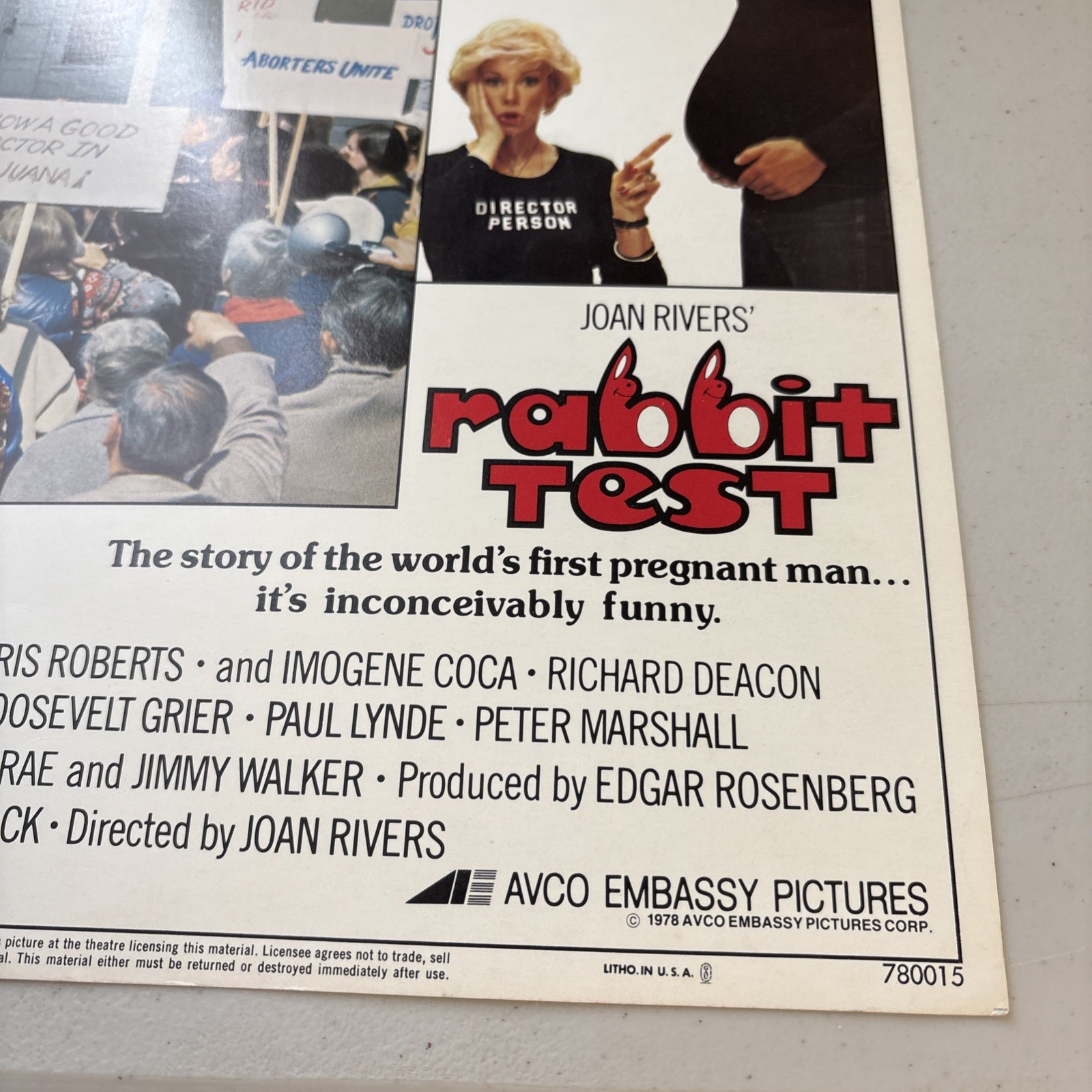 1978 Original Rabbit Test Lobby Card Poster Joan Rivers Billy Crystal Vintage
