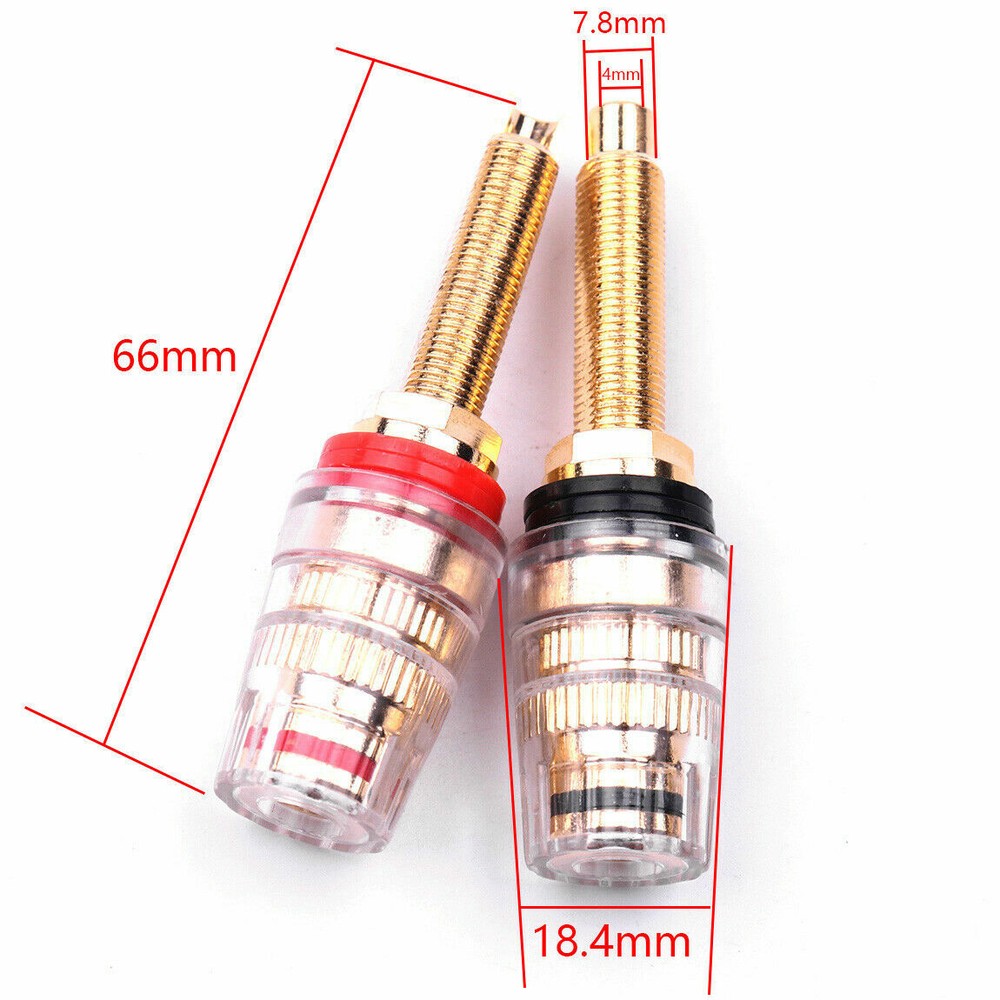 1 Pair 2pcs Audio Speaker Binding Post Thread Terminal Banana Plug Gold Plated