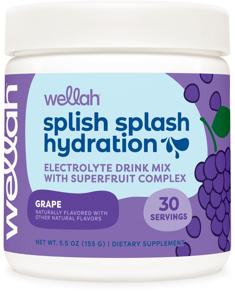 Wellah Splish Splash Hydration Electrolyte Drink Mix (Grape, 30 Servings)