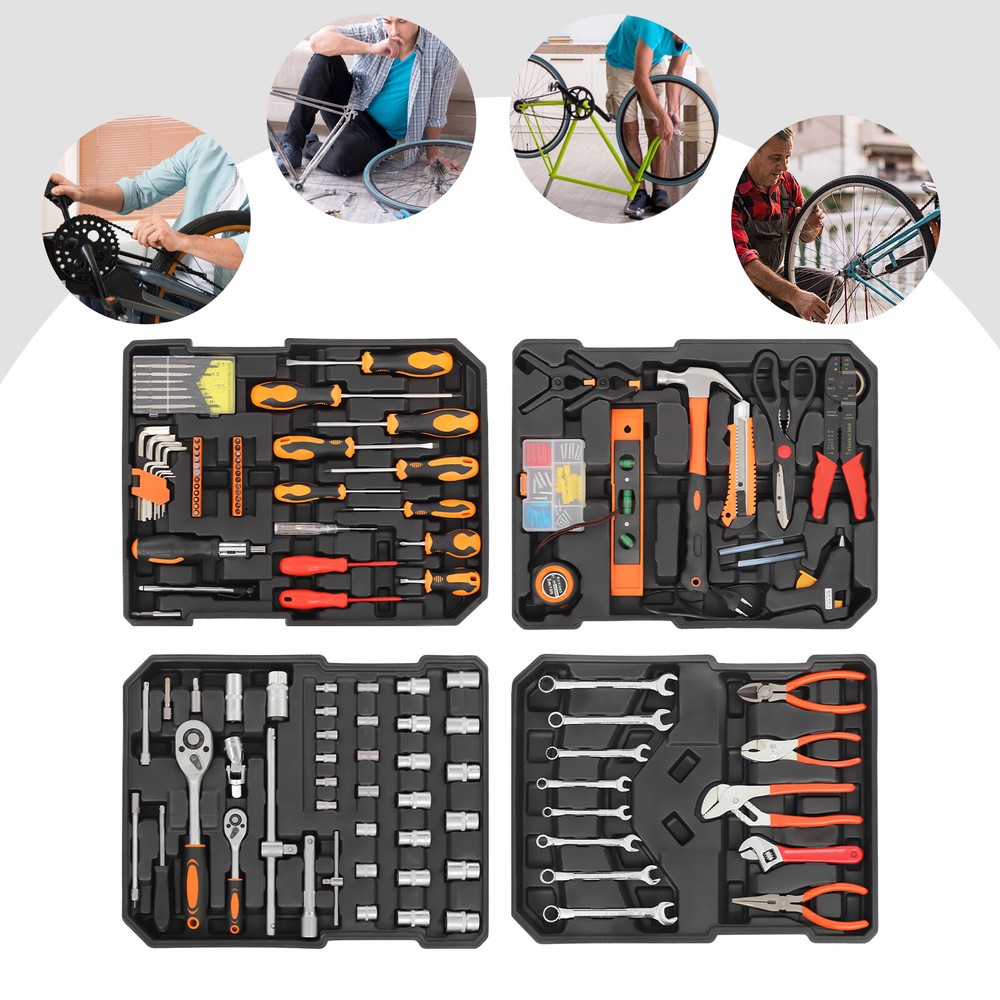 4-Compartments Trolley Case Tool Box Hand Tool Kit Hardware Tool & Luggage Kit