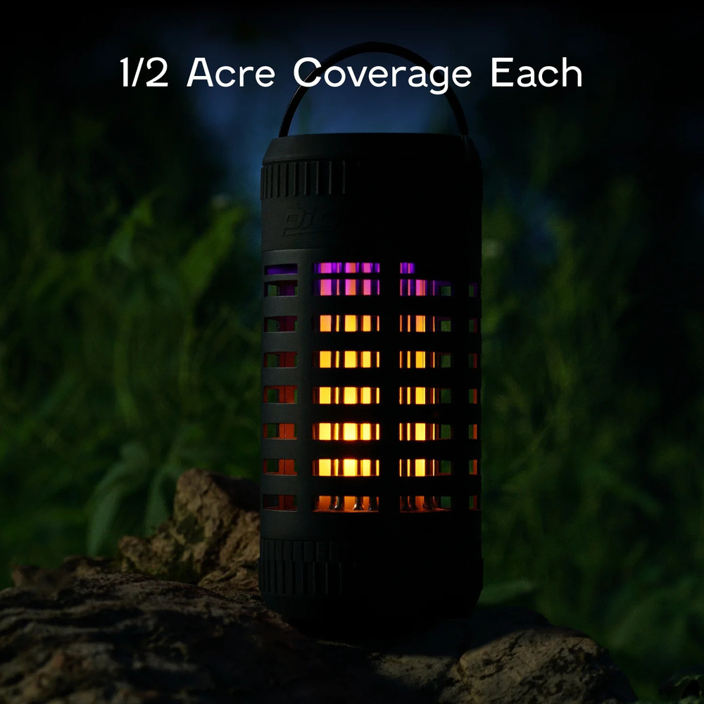 2-Pack PIC - Portable Bug Zapper Insect Killer Solar Lantern LED Flame Effect