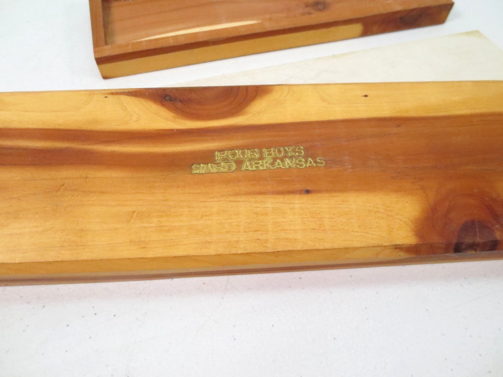 Vintage Poor Boys Whetstone Arkansas Oilstone 8 inch Sharpening Stone w Cedar Bo