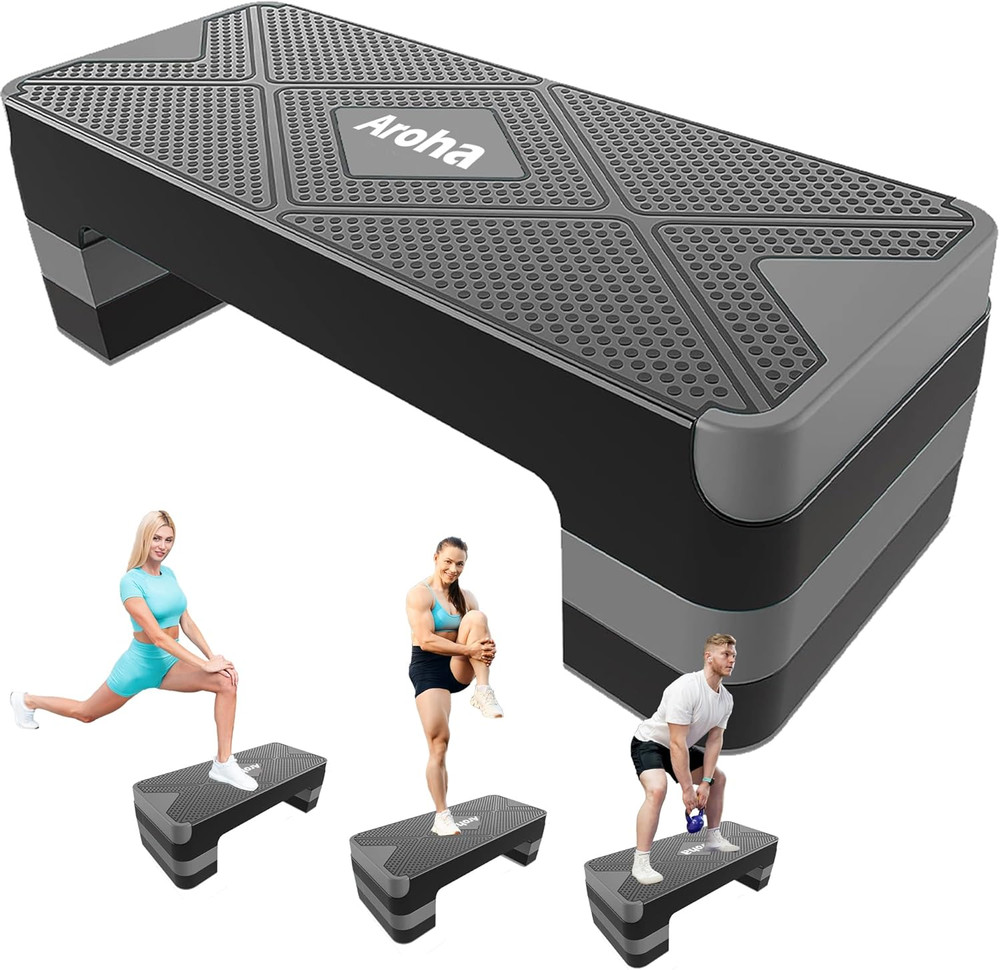 Adjustable Aerobic Exercise Step- Workout Step Platform, 26.5" Step Deck with 4"