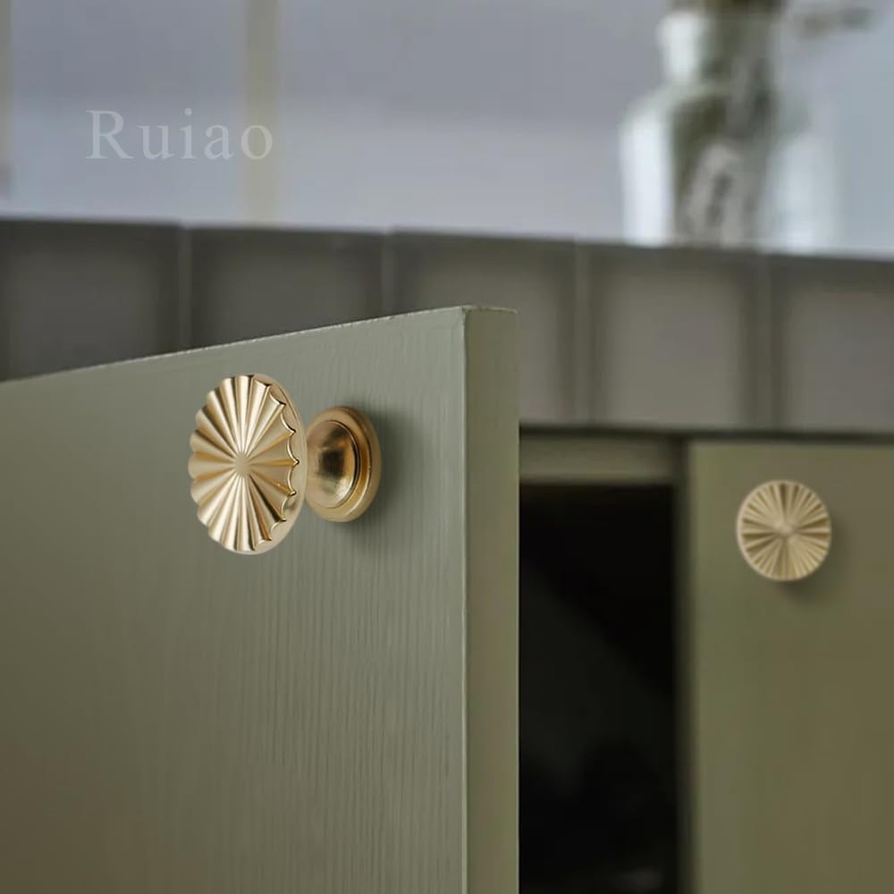 10 Pack 1-1/3 inch Gold Cabinet Knobs Drawer Pulls Kitchen Cabinet Handles fo...