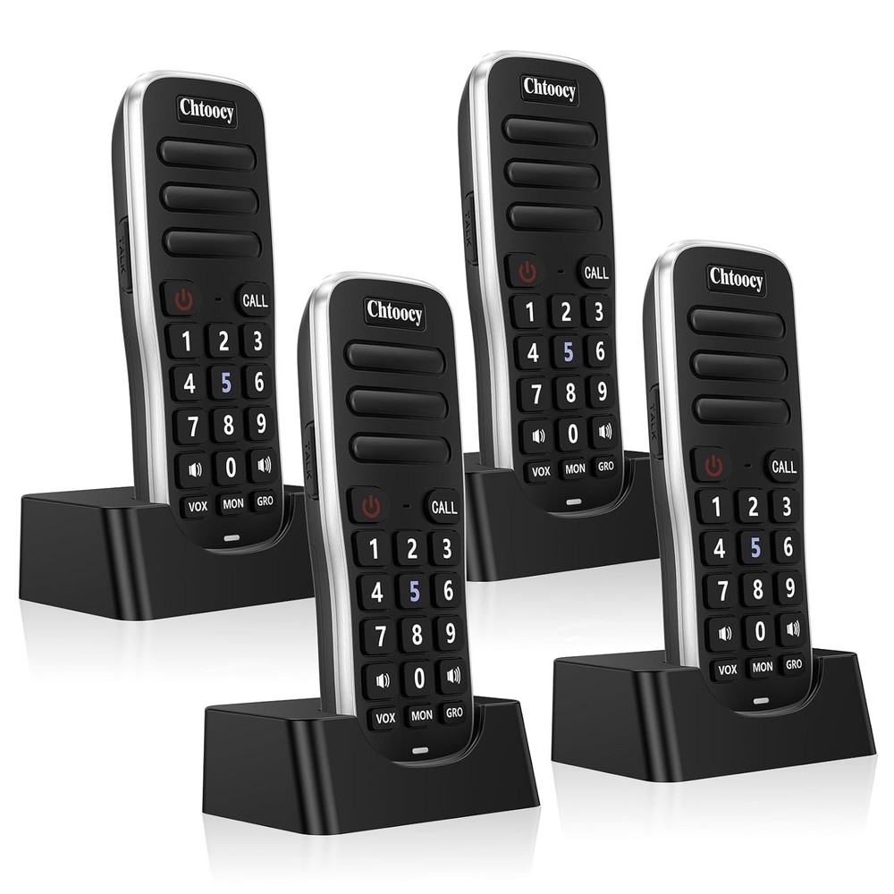 4 Pack Wireless Intercom System 1 Mile Range Rechargeable 10 Channel Home Office