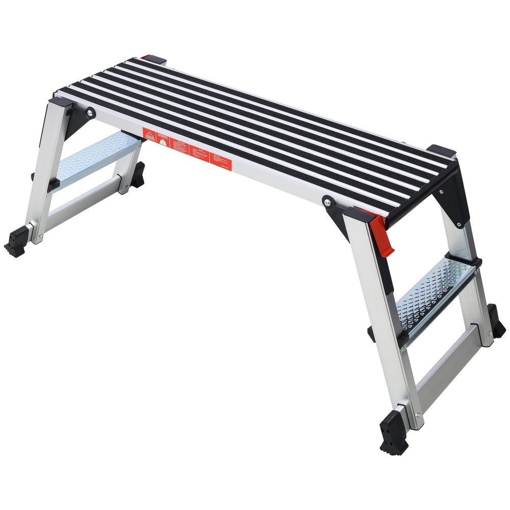 Aluminum Folding Work Bench Ladder Stool 330lbs Non-Slip