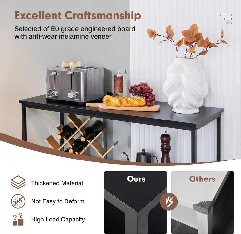 Modern Black Buffet Sideboard with Spacious Countertop & Storage Cabinet