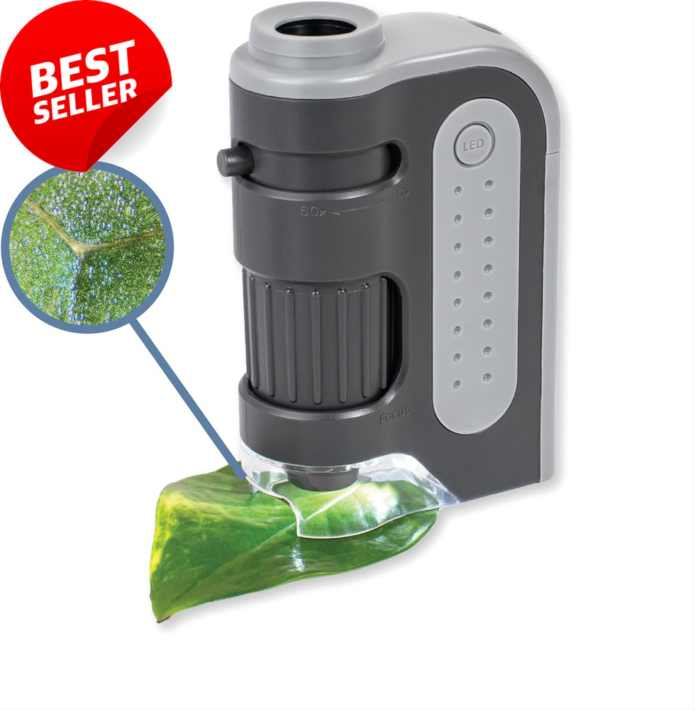 Carson MicroBrite Plus 60x-120x LED Lighted Pocket Microscope Portable STEM Toy