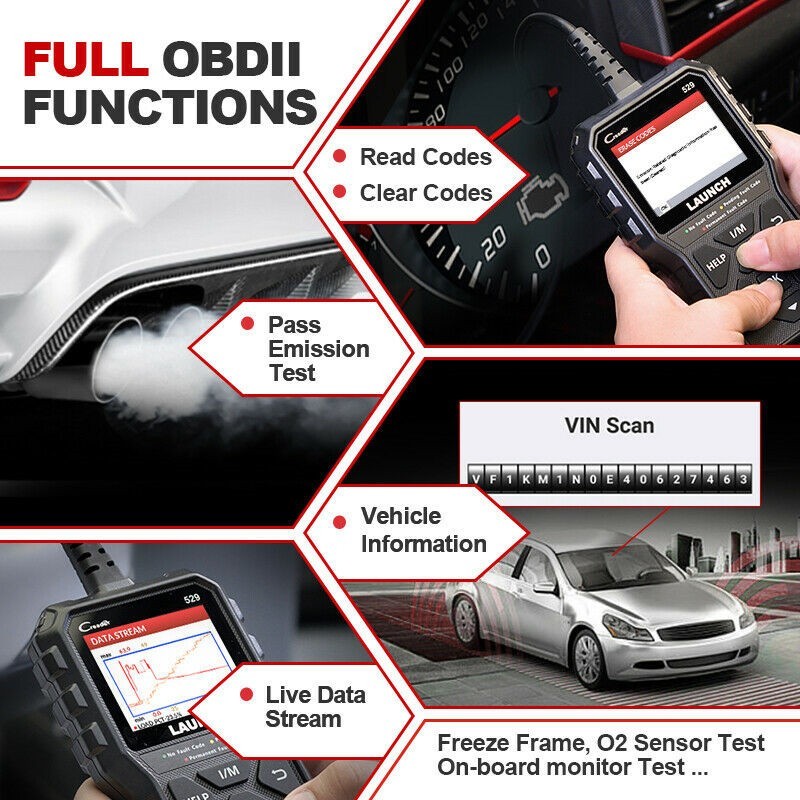 2026 LAUNCH CR529 Full OBD2 Engine Check Car Code Reader Scanner Diagnostic Tool