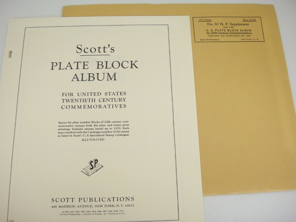 Scott 1969 US Plate Block Supplement #20 for 20th Century Commemoratives NOS