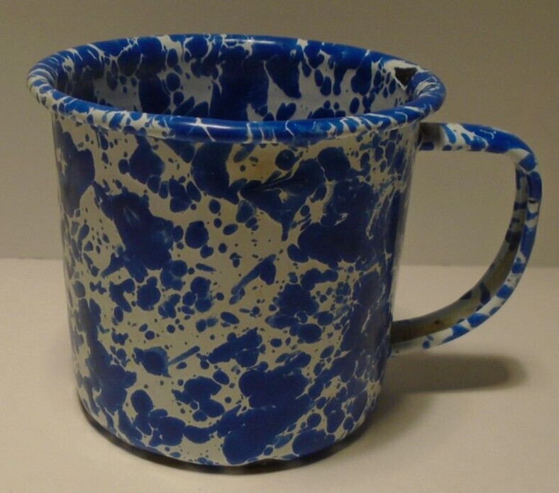 Splatter Blue Enamelware Coffee Mug 12 Oz.