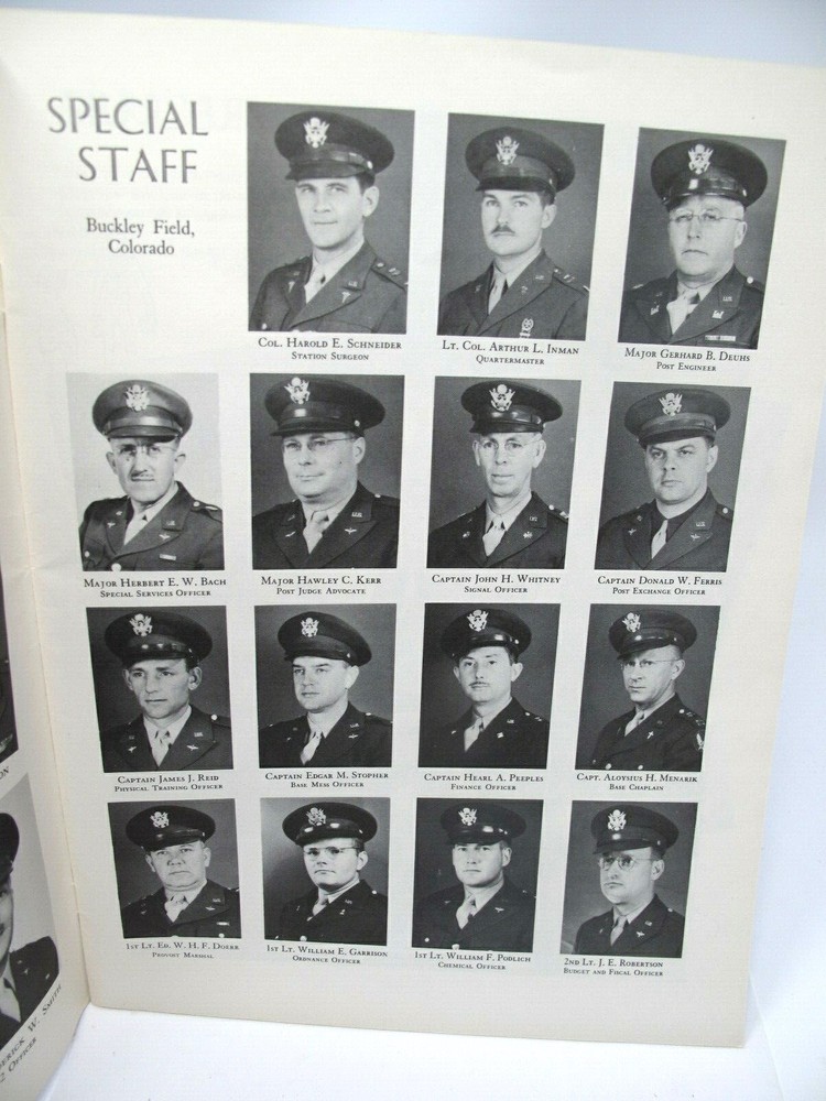 US ARMY AIR FORCE BUCKLEY FIELD TECHNICAL SCHOOL TRAINING COMMAND BOOK 1943