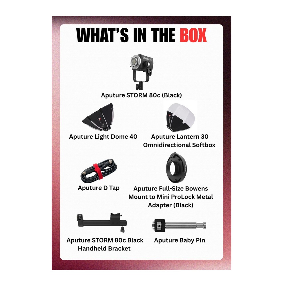 Aputure STORM 80c Continuous Light Fixture Bundle with Accessories