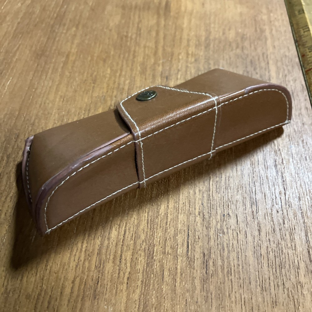 Penguin Eyeglass Sunglasses Case Only Brown Leather Snap Front Closure