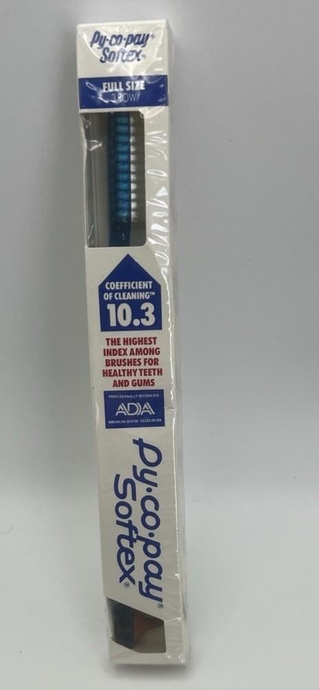 Softex Vintage Py-Co-Pay Toothbrush/Rubber Simulator Full Size 3 Row Blue