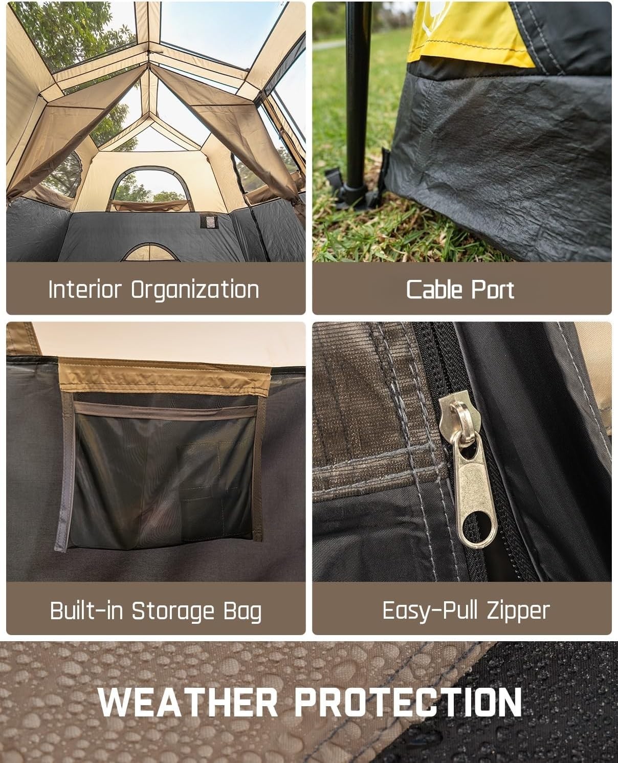 FanttikOutdoor Instant Cabin Tent 8 Person Camping Tent Setup in 60 Seconds with