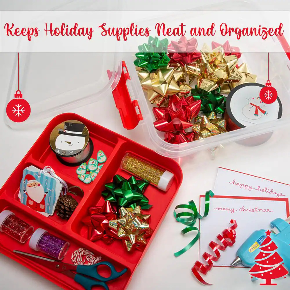 5 Compartment Gift Supply Storage Box in Red