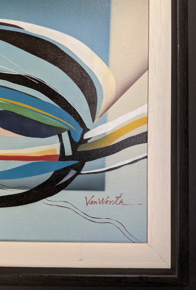 Van Werth, abstract composition, mixed media, autographed