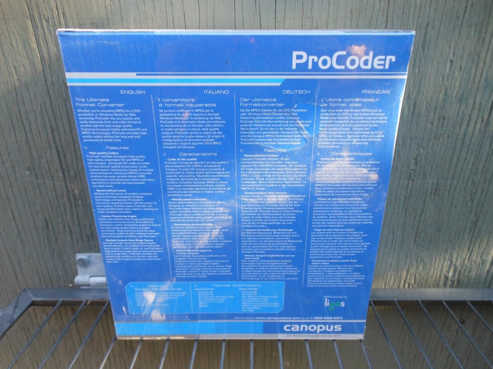 ProCoder NFR 2002 Canopus Software Demo Unit, Sealed New
