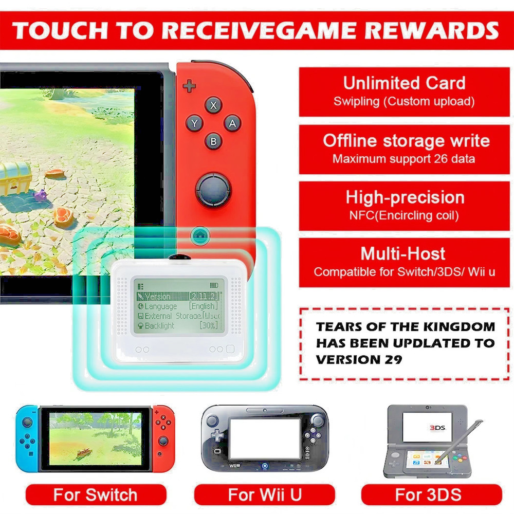 Amiibo NFC Tag Emulator Bluetooth-Compatible Emulator for Nintendo Switch 1 & 2