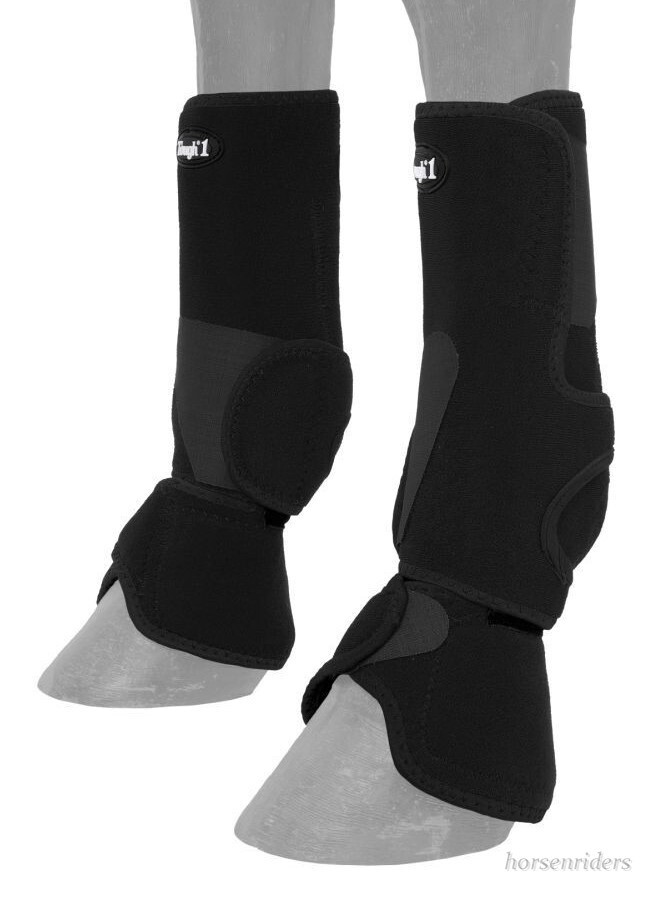 Horse Protective Sport & Bell Boots Combination in one - Vented - Black - Large