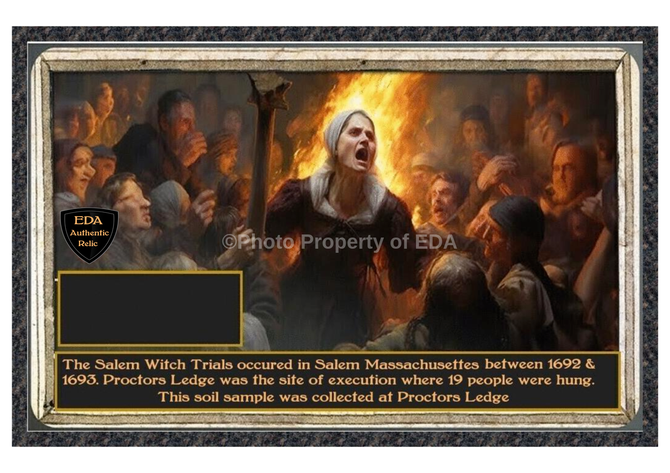 Framed Salem Witch Trials Relic Soil Sample w/ COA Proctors Ledge Haunted Item