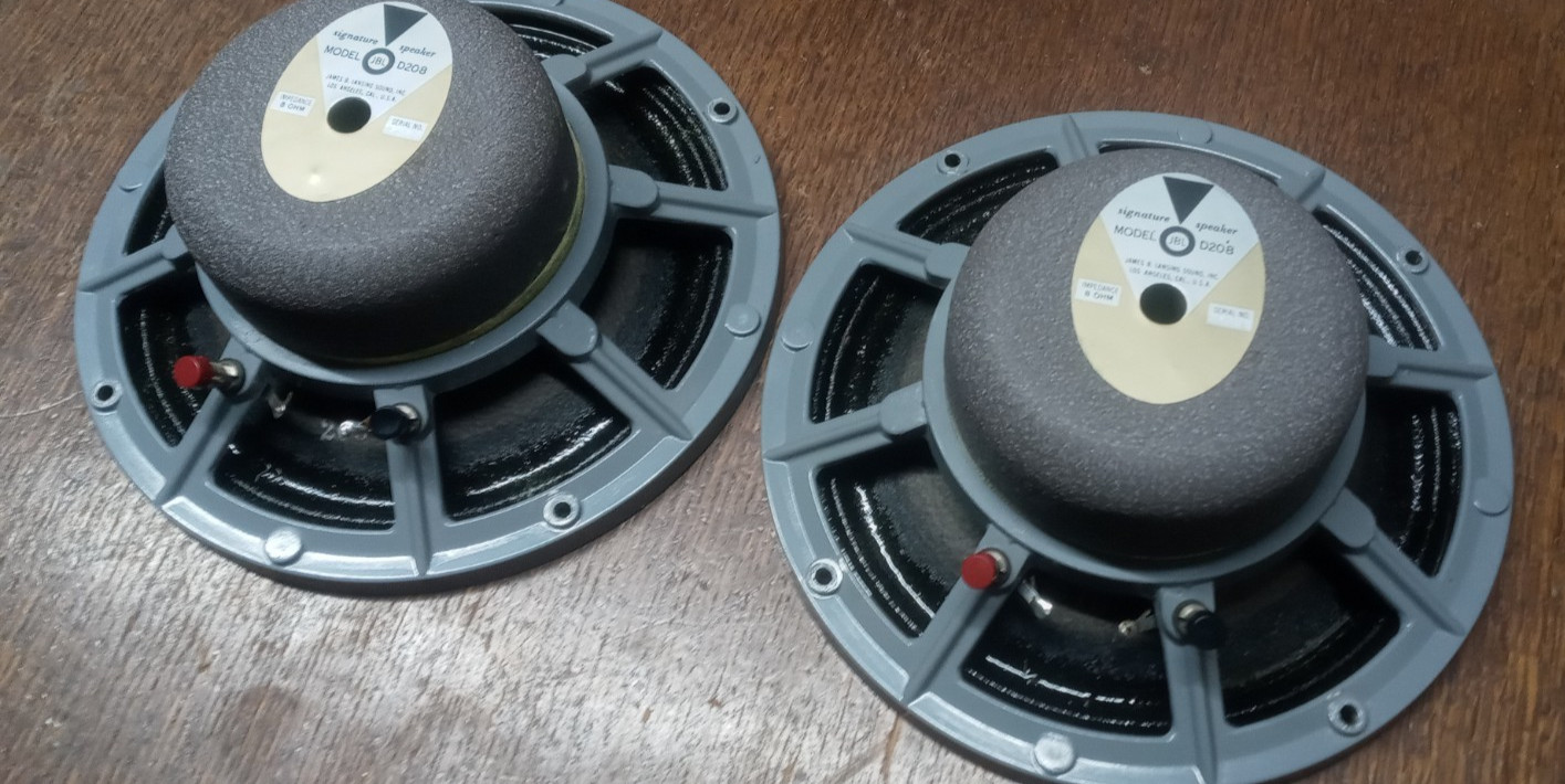 JBL D208 Pair Vintage 8" Full Range Speakers 8 ohm Consecutive Serial #'s