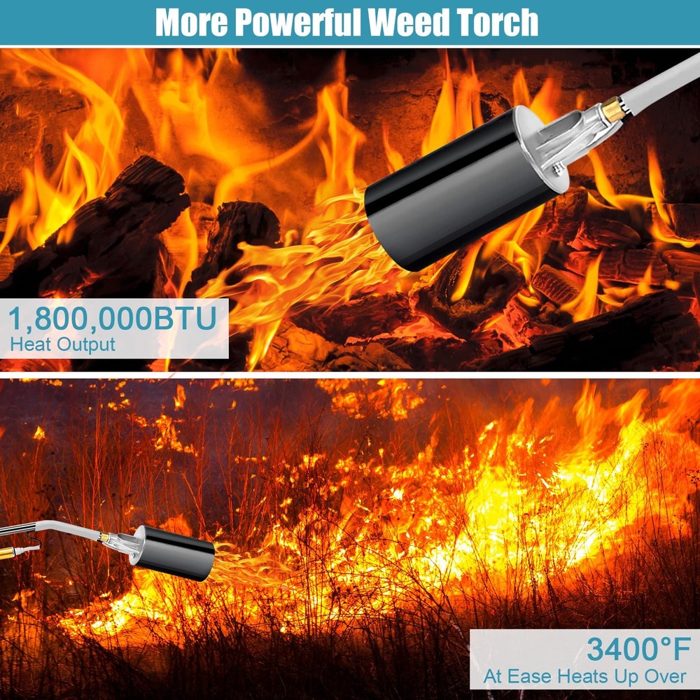 Propane Torch Weed Burner without Storage Bag, Silver