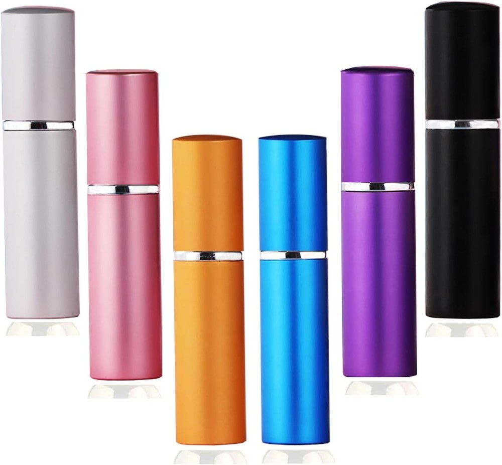 6-Pack Leak-Proof Glass Liner Portable Mini Refillable Perfume Atomizer Bottles,