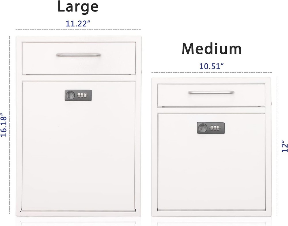 xydled Wall-Mount Mailbox with Combination XL Large, White Lock