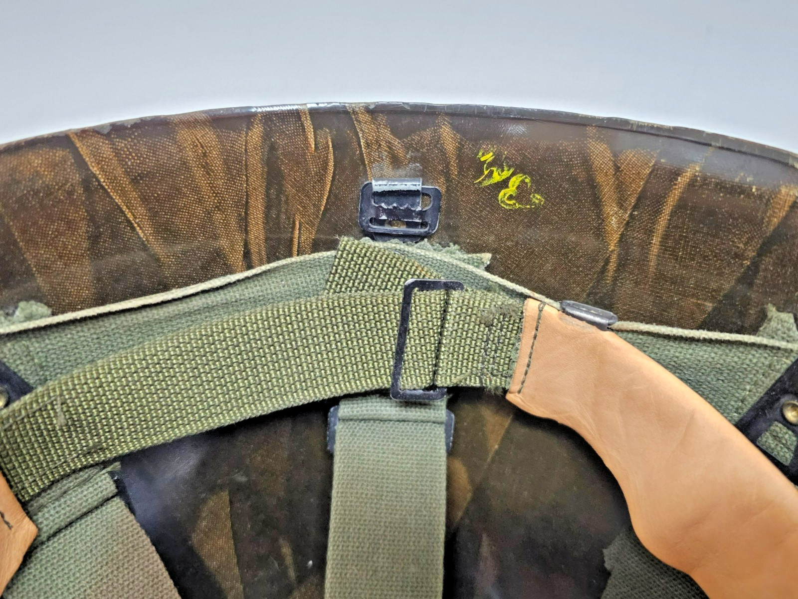 1950s US Army M1 Helmet w/ Green Metal Chinstrap & Liner