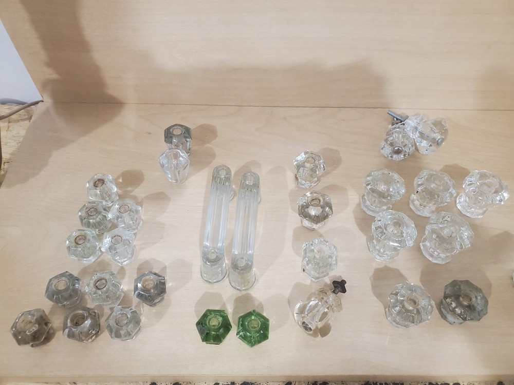 Lot of 45 Vintage Glass Drawer Pulls Knobs