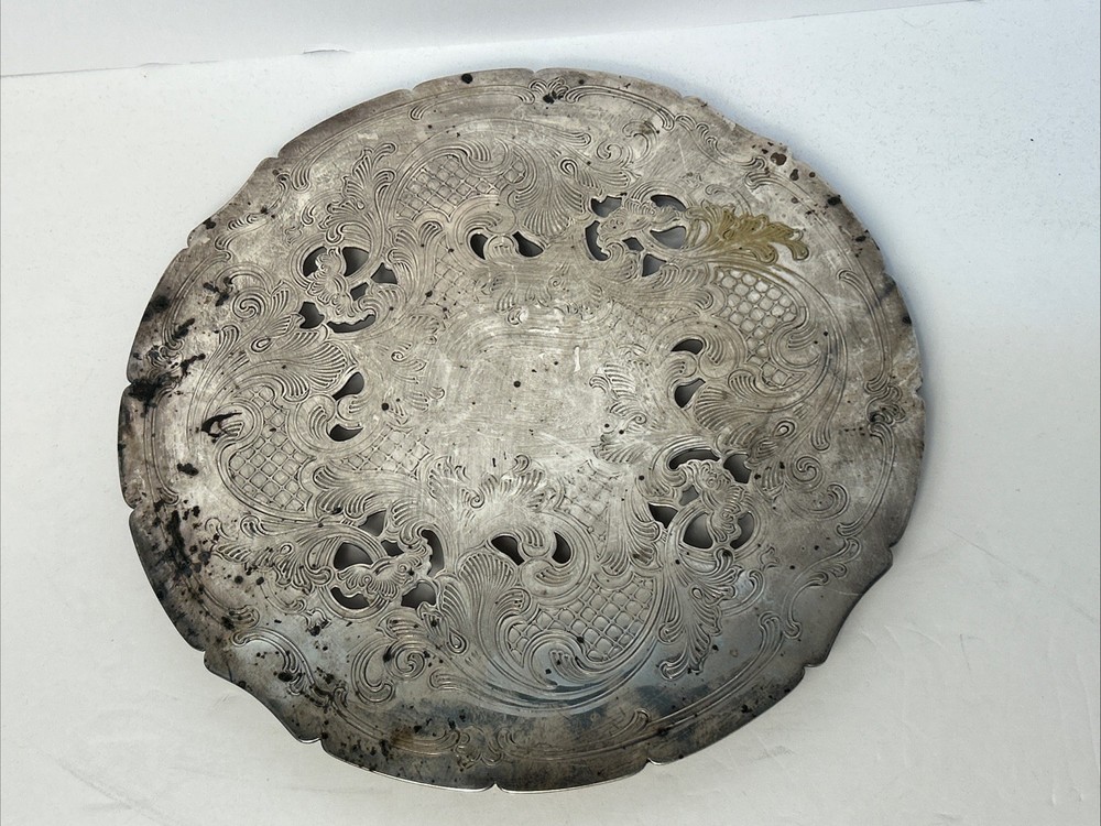 Gorham Electroplated Silver Trivet Footed 11" Diameter Ornate Design #YC49