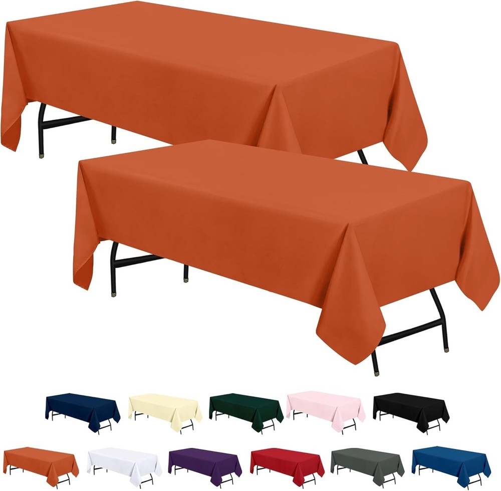 Orange Rectangular Table Cover 60x84 Inches Polyester Stain Resistant for Events