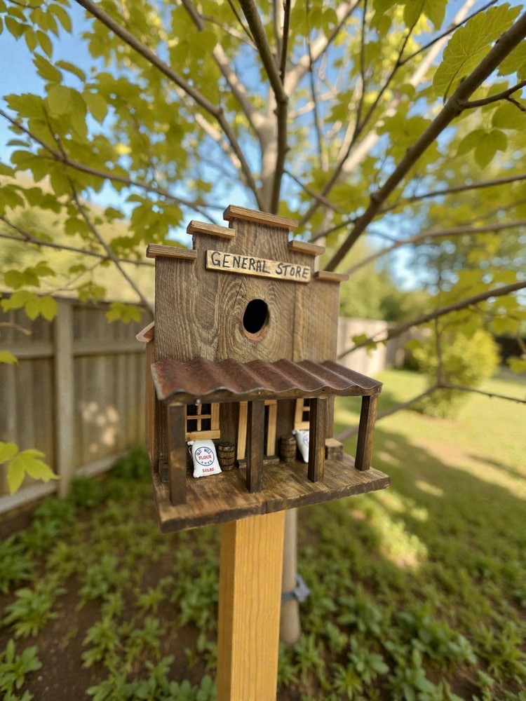 Handcrafted Cedar General Store Birdhouse