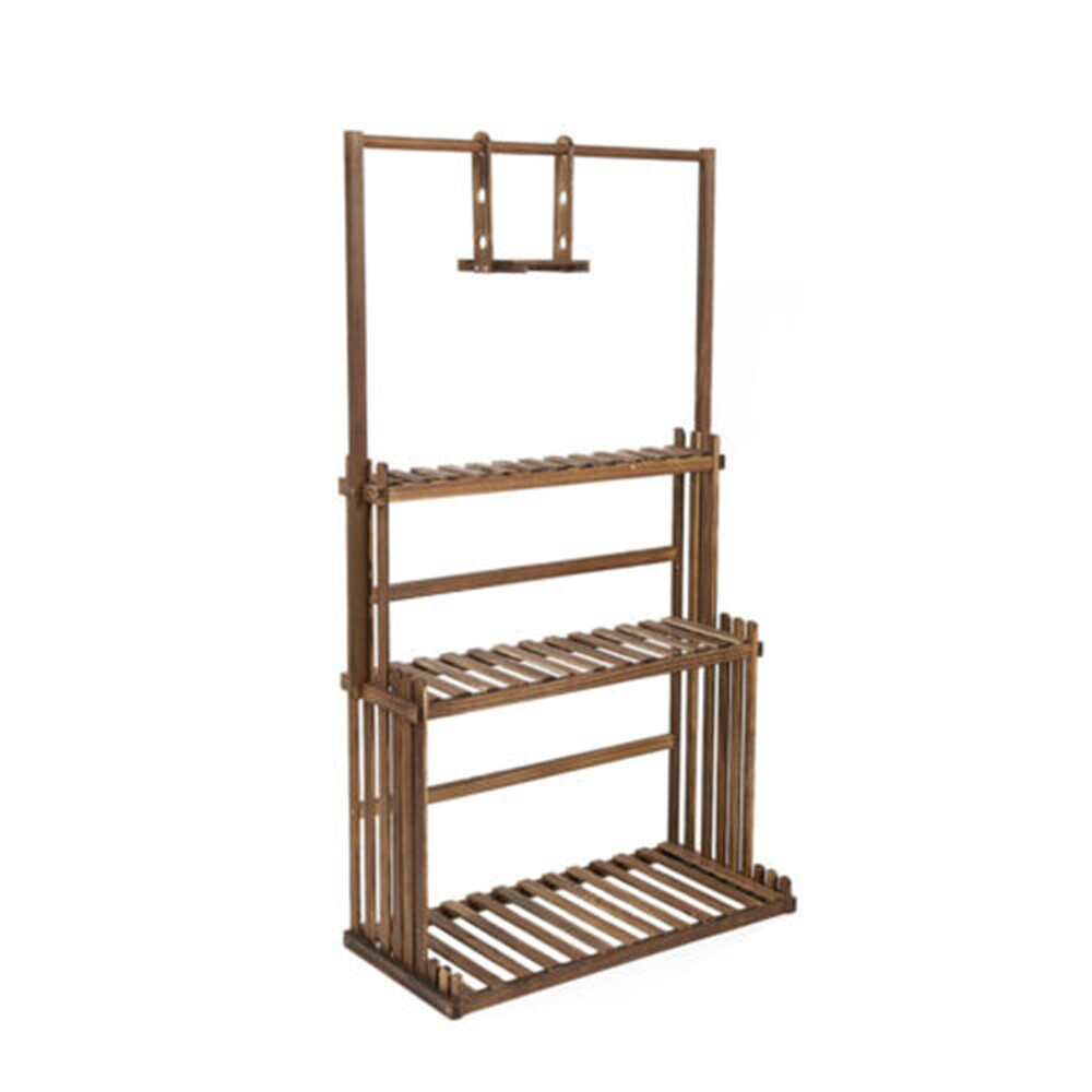 3 Tier Plant Shelf Hanging Bar Plant Stand Flower Rack for Garden Patio Balcony