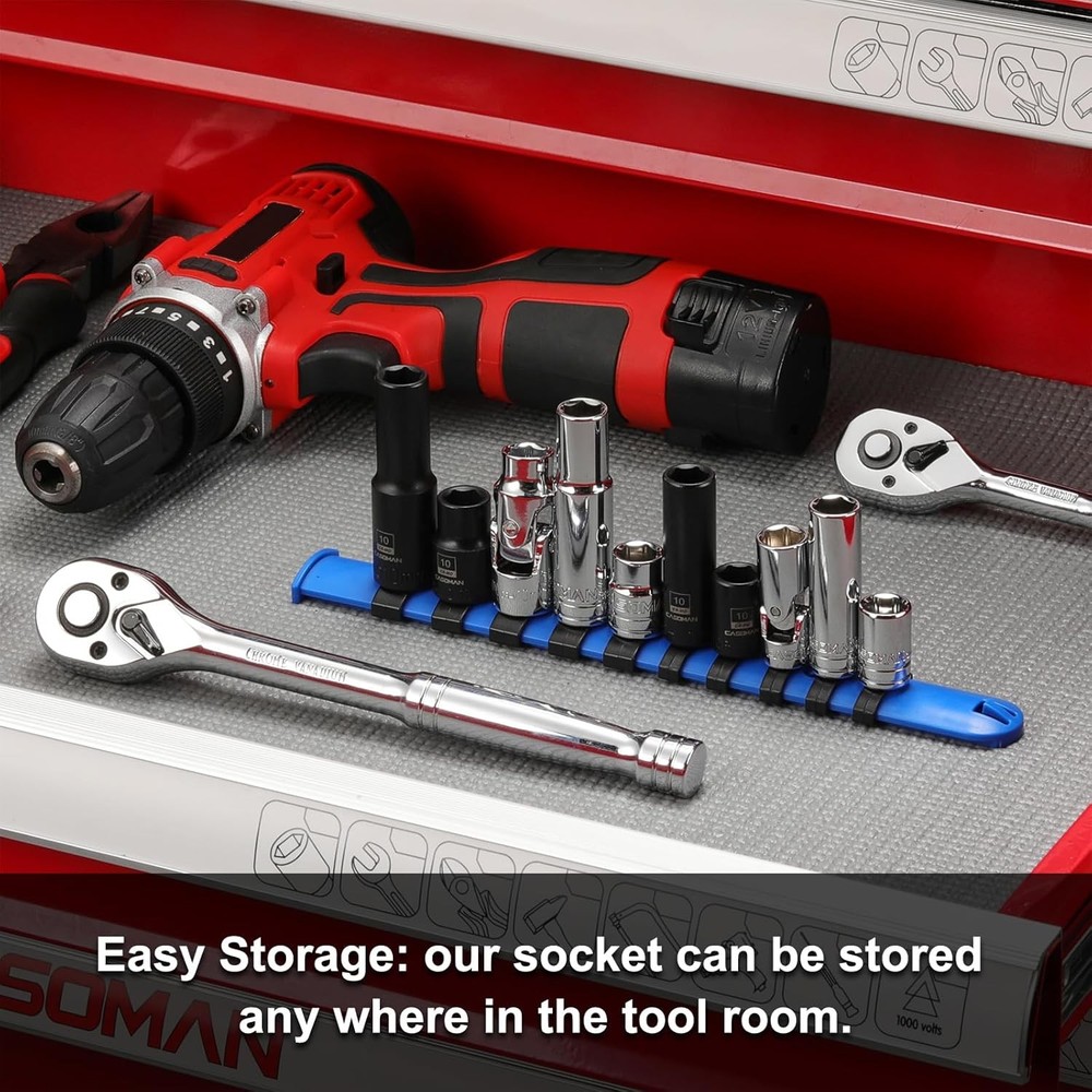 10-Piece Shallow Deep Impact Socket & Flex Socket Set - 10mm, 1/4" & 3/8" Drive