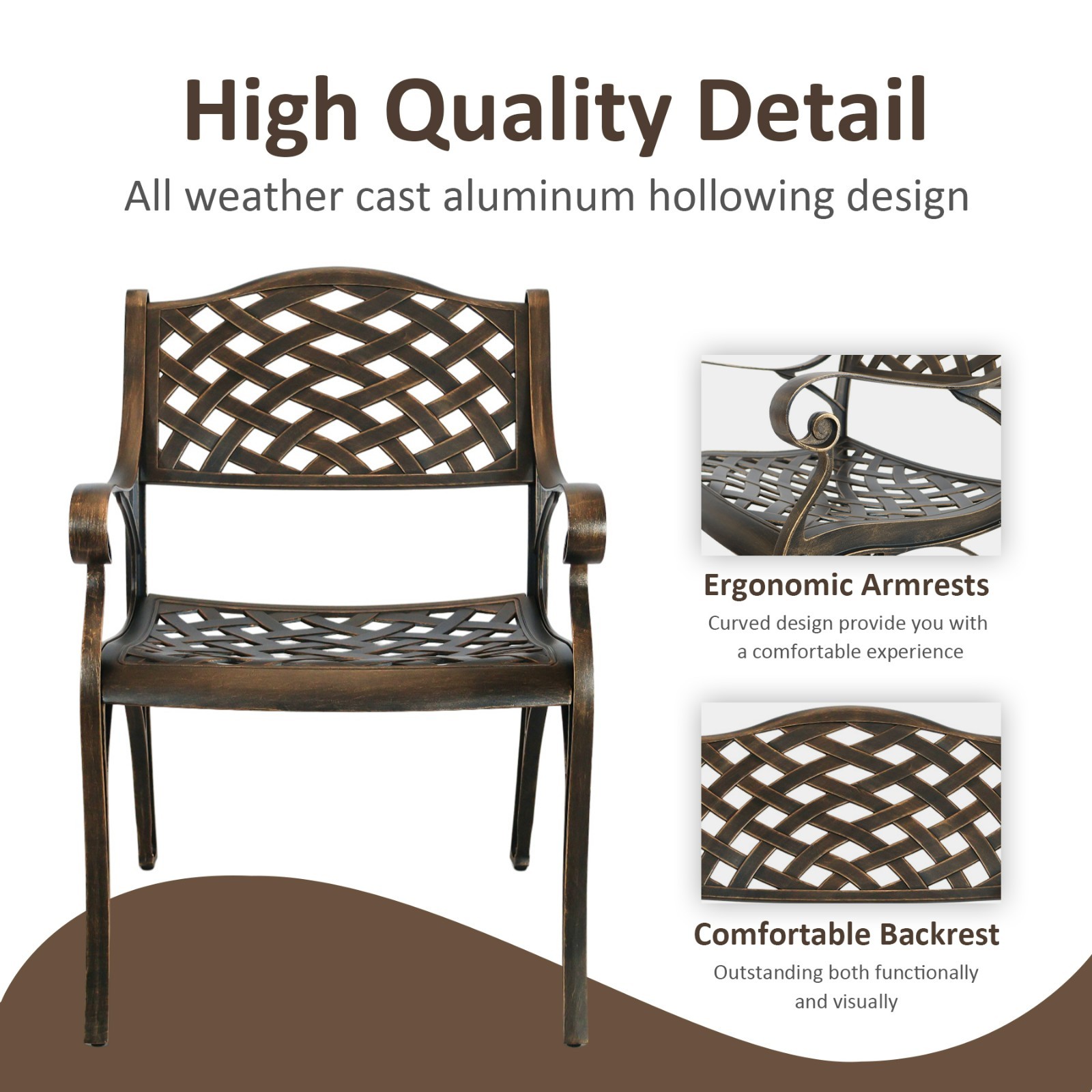 5 Pieces Patio Dining Set Cast Aluminum Patio Table and Chairs Set 4 ,Bronze
