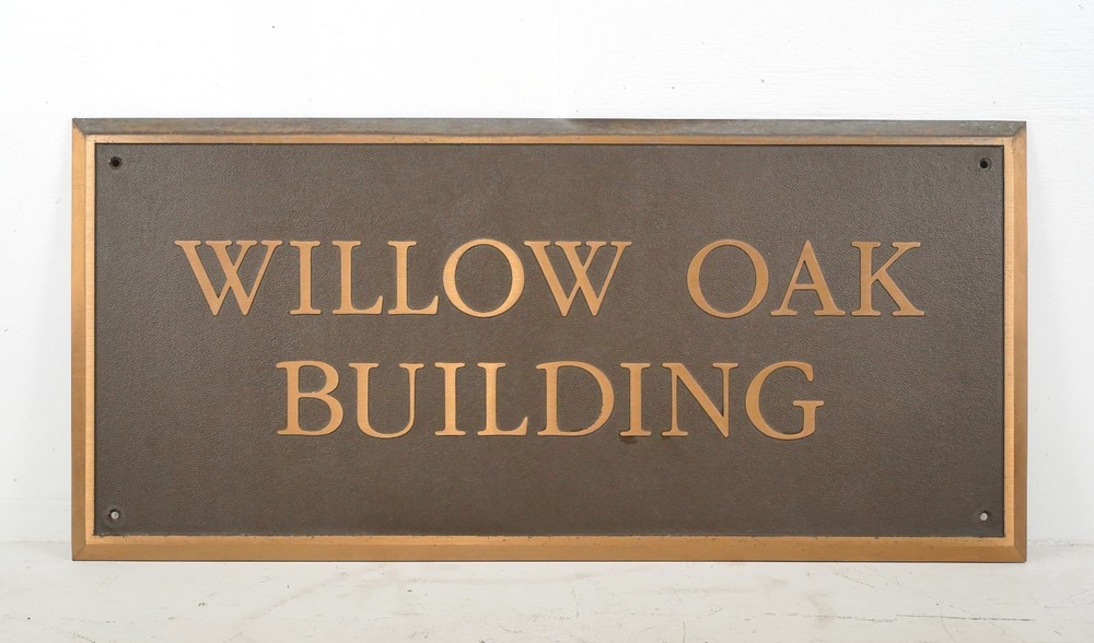 Reclaimed Willow Oak Cast Bronze Building Dedication Plaque