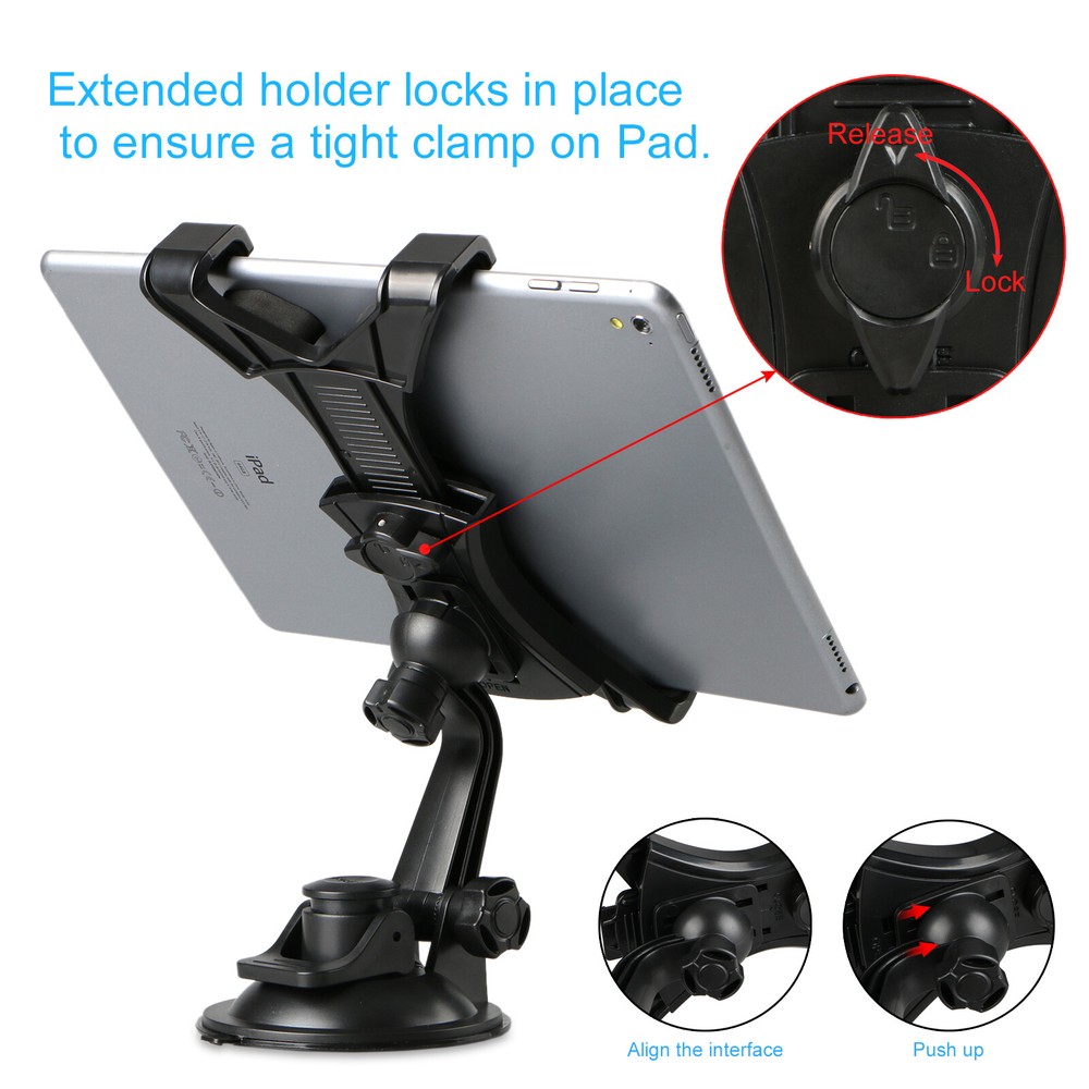 Car Dashboard Windshield Suction Cup Mount Holder Pad for iPad GPS Tablet 7-10"