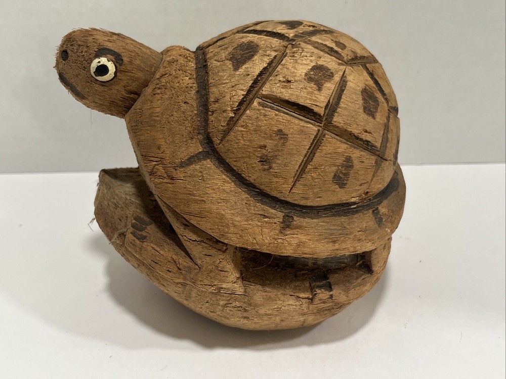 Hand Carved Coconut Shell Husk Sea Turtle