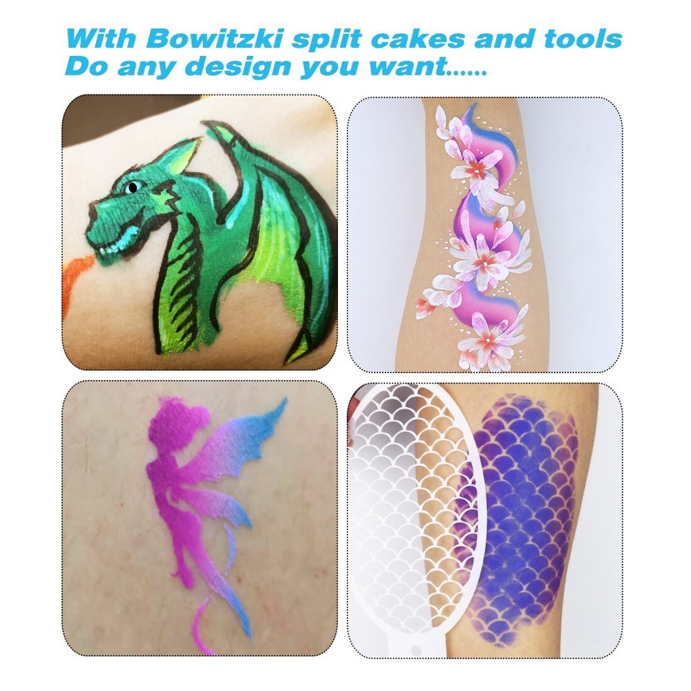 Bowitzki 6 Pack Face Paint Kit Bundle Kit Professional Face Paint Brushes Sponge