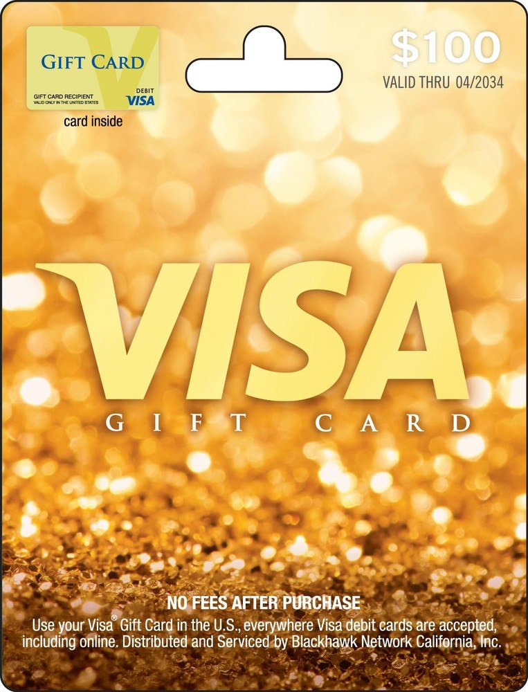 Visa Physical Gift Card $100 (plus $5.95 Purchase Fee)