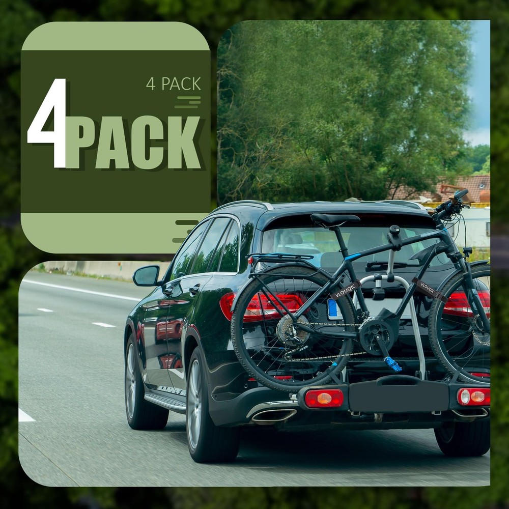 4 PCS Bike Rack Straps Wheel Straps, Adjustable Medium, black