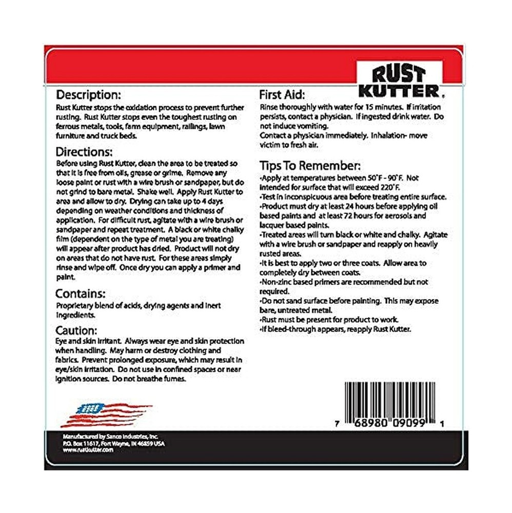 Rust Kutter- Gallon - Stops Rust and Converts Rust Spots to Leave a Primed Su...