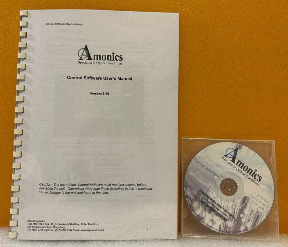 Amonics Limited Control Software Version 5.05 User's Manual.