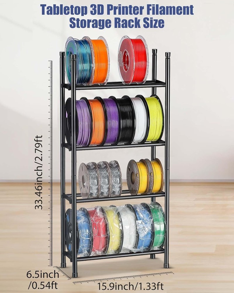 Desktop 3D Printer Filament Storage Rack - Tabletop 2-Tier Stackable Organize...