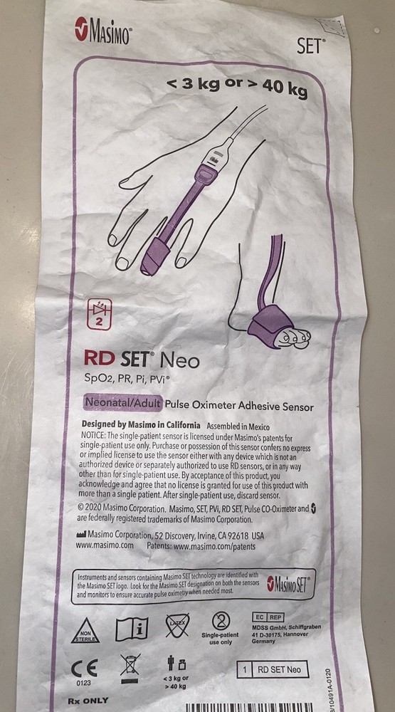 Masimo RD SET™ Neo SpO2Adhesive Sensor, Neonatal, ‹3kg