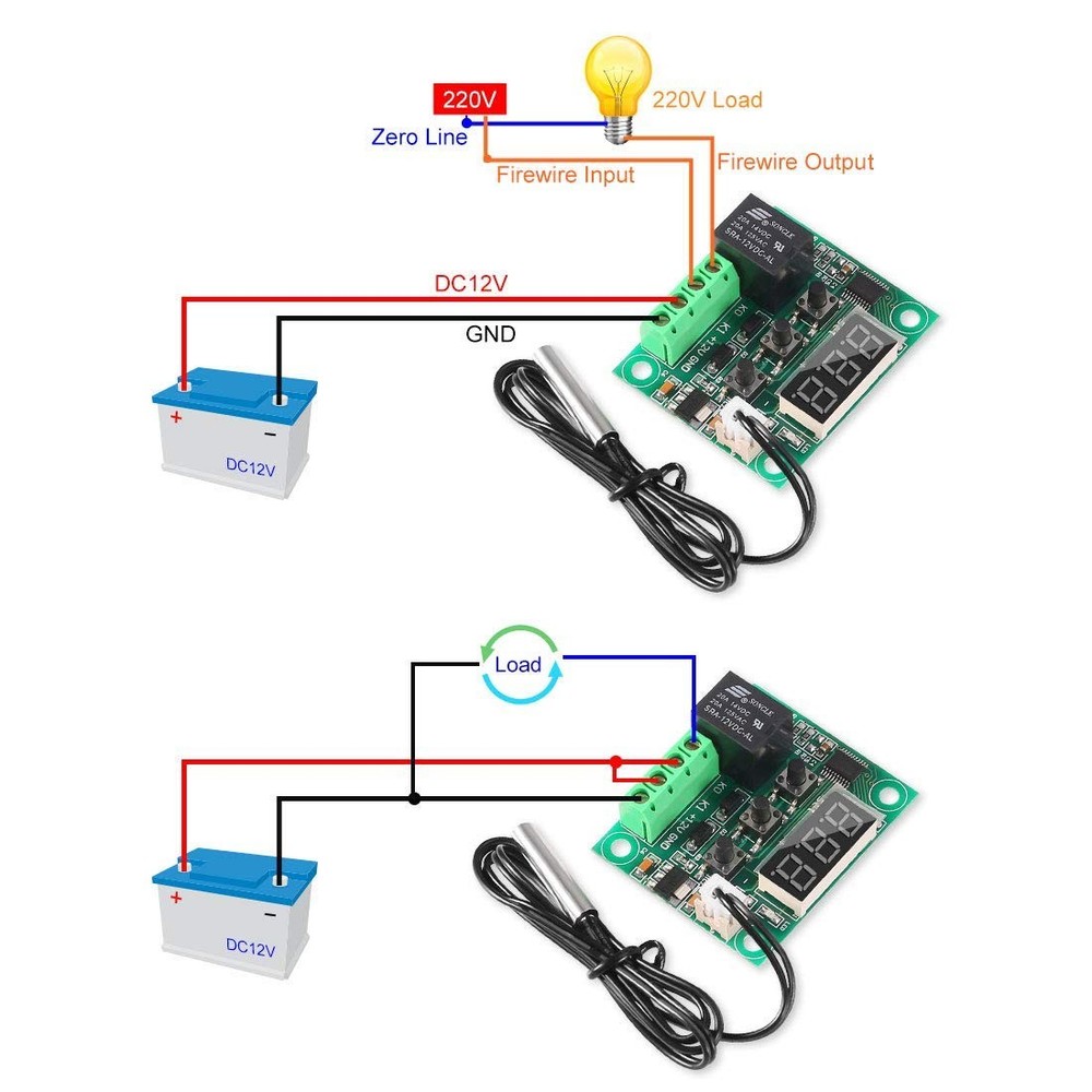AITRIP 3PCS W1209 12V DC Digital Temperature Controller Board with 10A 3-pack