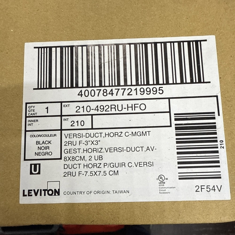 Leviton 492RUHFO Horizontal Manager - Black #281